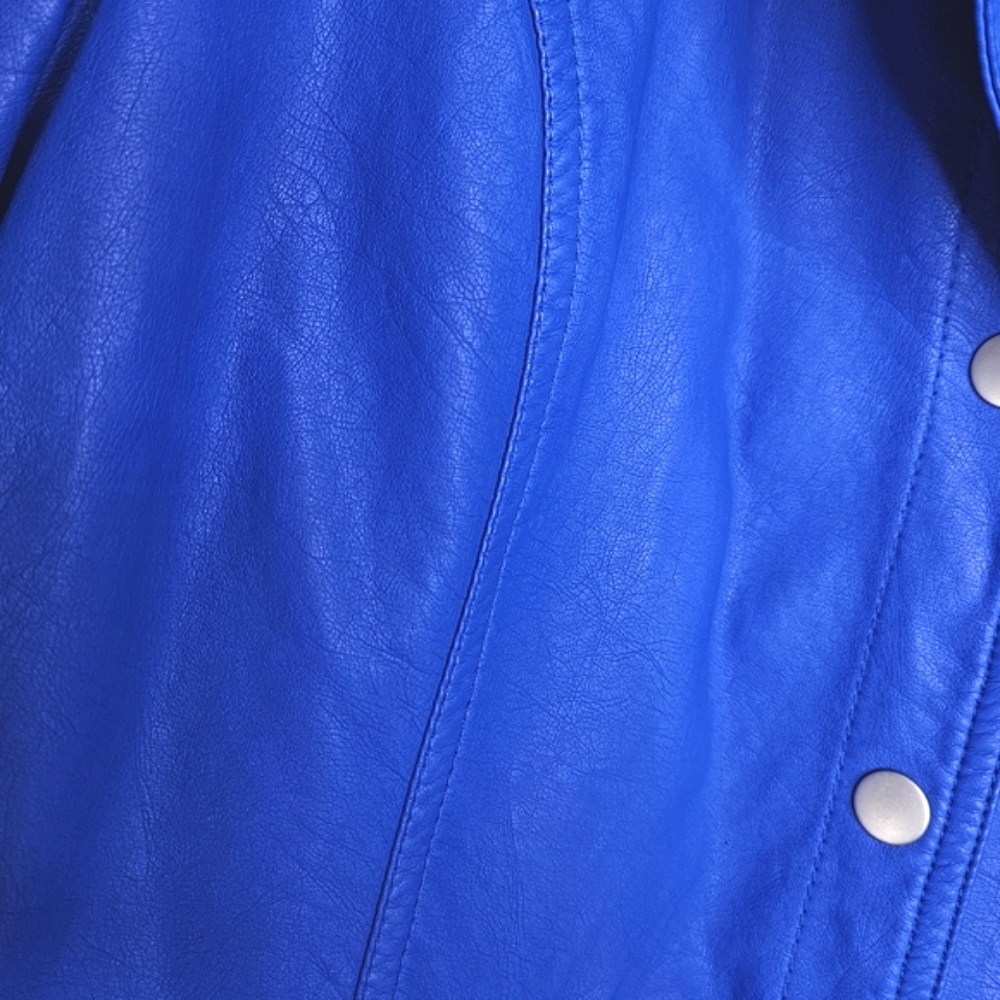 Northern Reflections Women's Royal Blue Moto Jacket Faux Leather Size S Petite - Picture 11 of 16